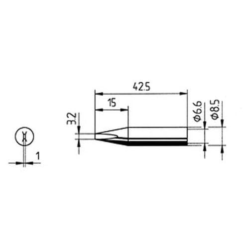 ERSA Ersadur 0842EDLF Soldering Tip Straight Chisel-Shaped 3.2 mm 3,2 mm Single