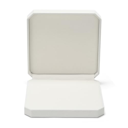 White Velvet Octagonal Jewelry Set Box for Ring Earring Necklace White 7.48"×7.48"×1.7"