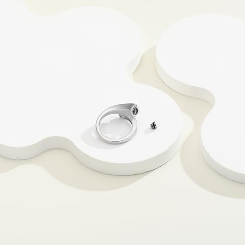 Urn Ring for Ashes for Women Men Cubic Zirconia Ash Ring Memorial Cremation Jewelry Bereavement Keepsakes Gift for Loss of a Loved One (10#, Silver)