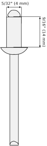 Generic painted blind rivets, 5/32 x 9/16 inch, dome head, aluminum with steel mandrel, grey white RAL 9002