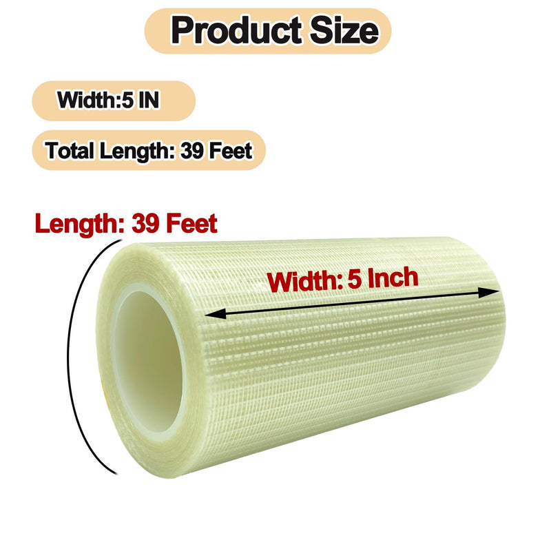RV Awning Repair Tape, 5" x 39FT Heavy Duty Waterproof Fabric Repair Tape for Camper, Tent, Tarp & Boat Covers, UV Resistant Canvas Patch Tape for Outdoor Tear Repair