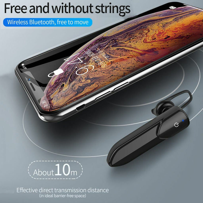 [Australia - AusPower] - Bluetooth Headset, Bluetooth Lightweight Handsfree Headset Wireless Earpiece Earbuds Bass Clear Stereo Sound with Mic for iPhone Android Smart Phones Office Truck Driver 