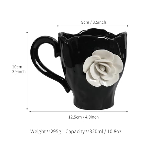 Ceramic Cute Coffee Cups, Handmade Flower Tea Mugs, Gifts for Milk Coffee Tea Lovers 11OZ (Pack of 2) 11 Ounces (Pack of 2)
