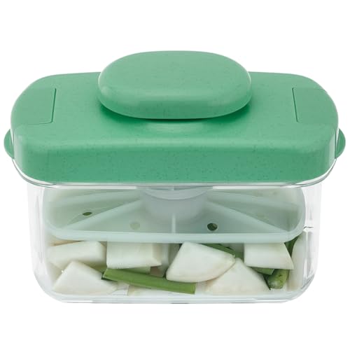 Green TIKUSAN 3.0L instant pickle maker and vegetable press container, BPA-free rectangular Tsukemono container made in Japan