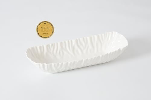 Pampa Bay Mascali Bianca Deep Rectangular Server, 14" x 4.75" x 3" tall White