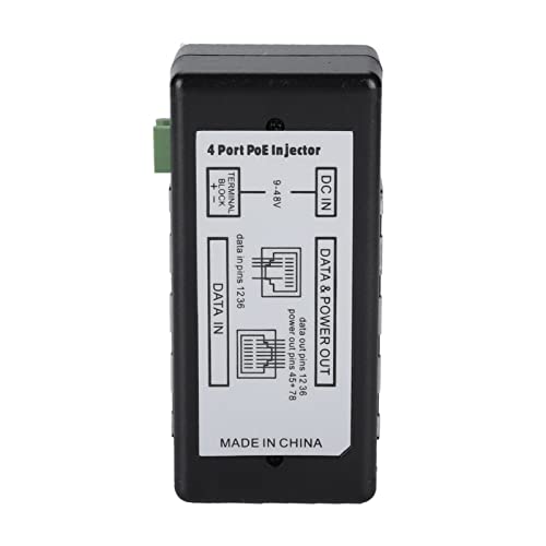 12-48V 4-Port Poe Power Supply Module, Gigabit Ethernet Injector for IP Camera, Compatible with International Safety Standards