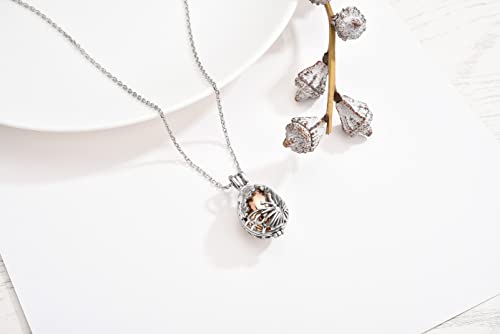 Hollow Flower Butterfly Urn Necklace for Ashes Stainless Steel Memorial Locket Pendant Keepsake Cremation Jewelry for Women Rose Golden