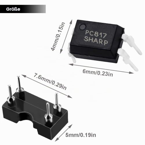 Pack of 50 PC817 Transistor Output Optocoupler PC817C DIP-4 2.54 mm Pitch + 50 Pieces Round DIP IC Chip Socket 2.54 mm Double Row 4-pin for DIY Optocoupler Tests, Repair and Replacement