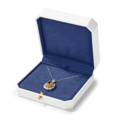 White Premium PU Leather Necklace Pendant Gift Box 4.72 x 4.72 x 1.57inch