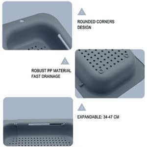 [Australia - AusPower] - Techextra Fridge Organiser Set Sink Strainer Basket Drain Strainer for Living (Grey) Grey-blue-new 