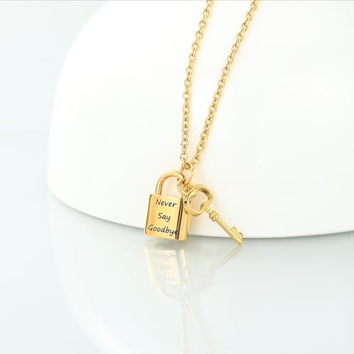 Imrsanl Padlock Cremation Jewelry Urn Necklace for Ashes Gold