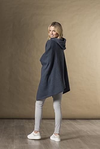 MV Sport Women's Sweatshirt Blanket Poncho Hoodie/Cozy Fleece Pullover Ponchos/Warm Hooded Cape for Women One Size Navy Heather