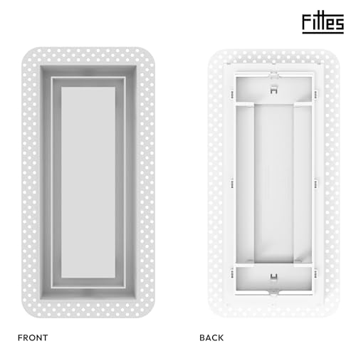 Fittes Flush Wall Vent Lite+ in cotton white, 6 x 14 inch rectangular wall vent grille
