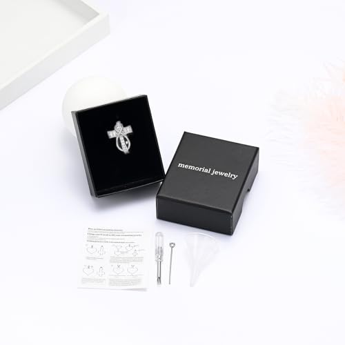 memorial jewelry Diamond Cross Ring Hold Loved Ones Ashes Cremation Urn Ring for Women Man Finger Ring Size 10