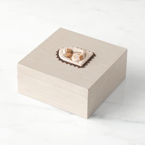 Hand-painted Willow Tree Holy Family memory box with bas relief wood design, decorative antique-style storage box.