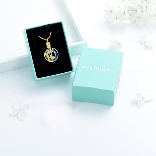 zeqingjw Cremation Jewelry Butterfly Urn Necklace for Ashes Pendants Circle of Life Eternity Memorial Funeral Keepsake Jewelry for Ashes Gold