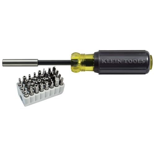 Multibit Screwdriver 32-in-1 Multi Tool, Sturdy Bit and Screw Holding Magnet, Tamperproof Torx, Hex and Torq Set, Klein Tools 32510, Grey