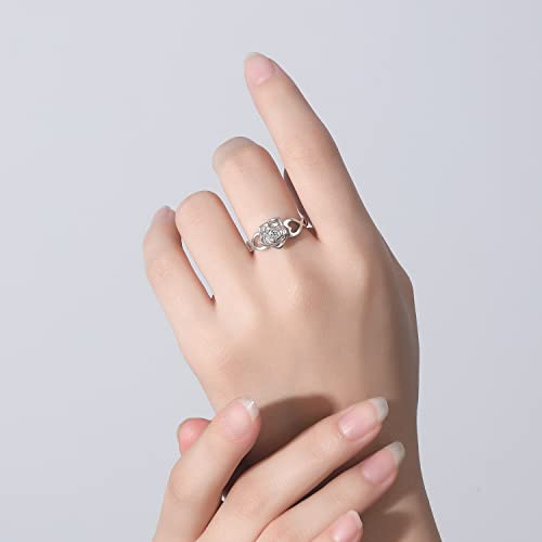 Rose Flower Cremation Urn Ring Holds Loved Ones Ashes 925 Sterling Silver Cremation Keepsake Ring Jewelry for Women Mom rose cremation ring 8