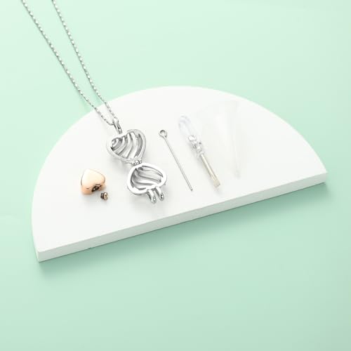 Yinplsmemory Cremation Jewelry Heart Urn Necklace for Ashes for Women Men Rose gold