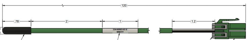 [Australia - AusPower] - Traulsen 334-60083-03 Green Cabinet Replacement Temperature Sensor, 120" Cable 24 Month Warranty 