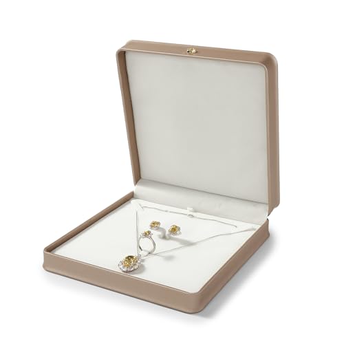 Rose Gold PU Leather Jewelry Set Box for Large Necklace & Jewelry 7.28" x 7.48" x 1.81"