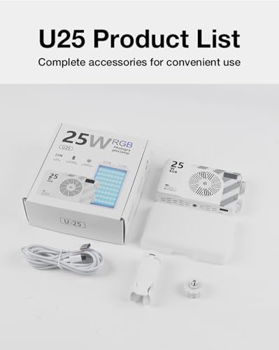 U40 LED Video Light, 40W Portable LED Camera Light, CRI 98+ 2500K~9000K 8000 Lumens Pocket-Sized Selfie Fill Light, Temperature Control Built-in Rechargeable Battery PD Charging 40.0 Watts