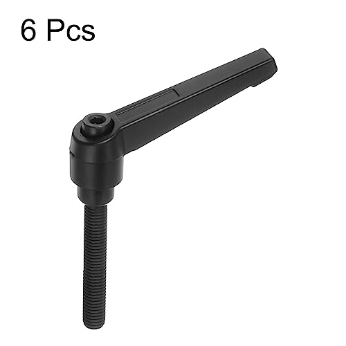 QUARKZMAN Adjustable Clamping Lever Handles M8 x 60 mm Male Thread Bolt Buttons Rotary Screw Locking Quick Release Ratchet Push Switch Handle Black Pack of 6 M8 x 60mm