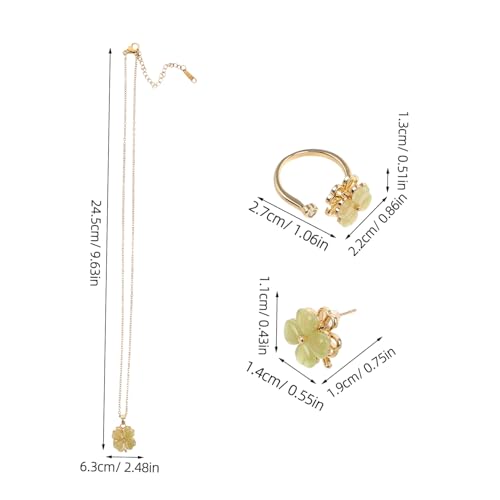 BESTYASH Four Leaf Clover Necklace Set Green Jewellery Set for Women Leaf Pendants Dainty Necklace Pendant