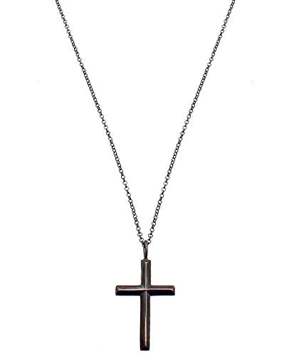 Kuzzoi Exclusive Men's Necklace Shiny Polished with Cross Pendant (30 mm) in Basic Style, Solid Chain for Man and Friend with Religious Cross Made of 925 Sterling Silver, Length 60 cm