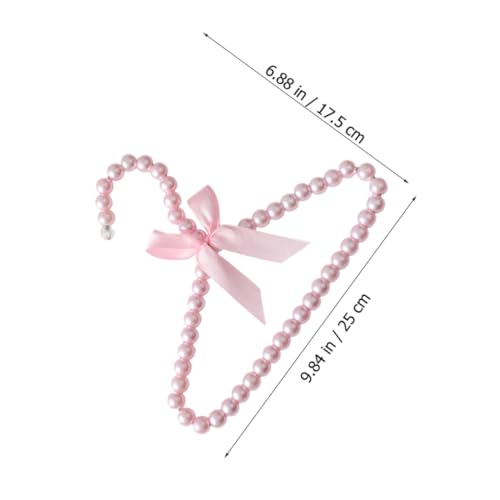 5pcs Pink Pearl Beads Small Clothes Hangers Faux Pearl Beaded Garment Hangers with Ribbon Bowknot for Pet Dog Cat Baby Clothing Trousers Jeans Skirts