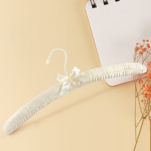 TOPIA HANGER Satin Padded Hangers for Women Clothing 17-inch 10 Pack Ivory 10 PCS