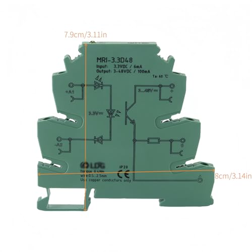 Optocoupler, PLC Relay, MRI-3.3D48 DC Separate Photoelectric Coupler, Separate PLC Relay Module, Input 3.3VDC, Output 3-48VDC