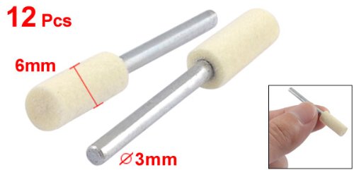 [Australia - AusPower] - 3mm Shank 6mm Diameter Cylinder Polishing Buffing Mounted Felt Bobs 12 Pcs 