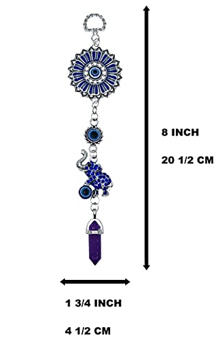 LUCKBOOSTIUM Elephant with Amethyst Crystal and Mandala Hanging Pendant