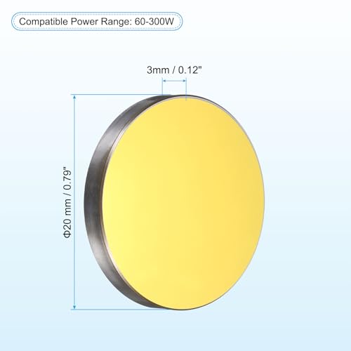 sourcing map 20mm Si Reflective Lens Gold Plated Laser Mirror CO2 Laser Lens Mirrors for 60-300W CO2 Laser Engraving Cutting Machine Engraver Cutter