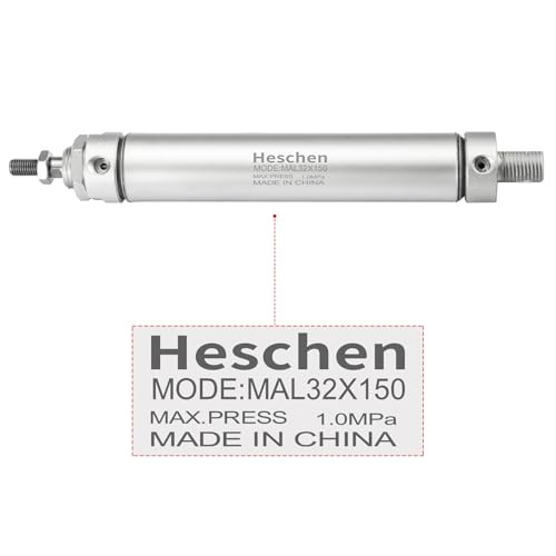 Heschen Pneumatic Slim Air Cylinder, MAL 32-150, PT1/8'' Port, 32mm Bore, 150mm Stroke, Double Acting