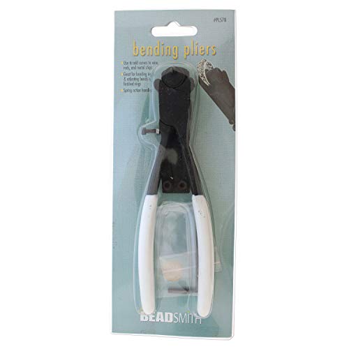The Beadsmith 7-inch wire and ring bending pliers with white PVC grip and spring-action handle