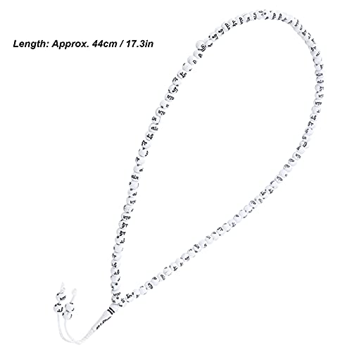 Hztyyier Rosary Prayer Mala Beads 99 Grains Resin Muslim Rosary Beads Islamic Worship Prayer Scripture Gilding Religious Article, 44cm Length White