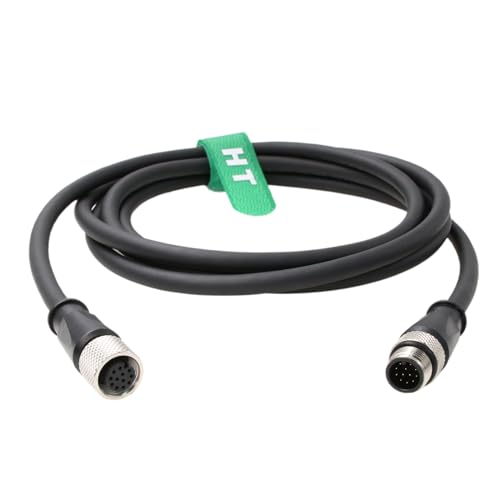 Power I/O Extension Cable M12 A-Coded 12 Pin Male to Female for Keyence IV3, Cognex DataMan 580 280 470 360 Checker 201 202 in-Sight 7000 9000 Sensor 1M 1 m