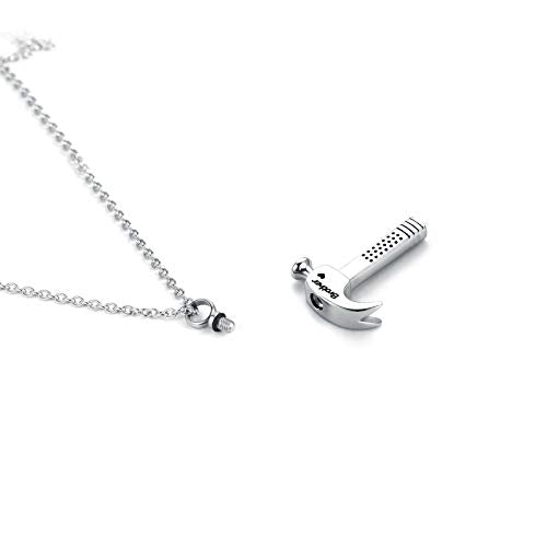 YSAHan Hammer Shape Cremation Urn Necklace Ashes Memorial Pendant Stainless Steel Locket Keepsake Jewelry for Brother