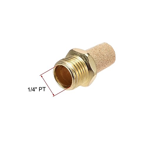 sourcing map Brass Exhaust Silencer with Brass Body 1/4 Inch PT Male Thread Bronze Pack of 5 | Schalldämpfer, Mit Messingkörper
