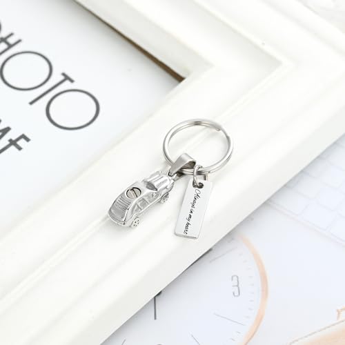 XSMZB Mini Car Cremation Jewelry Memorial Urn Necklace for Ashes Stainless Steel Pendant Human Pet Ashes Holder Keepsake Gift for Men Women Silver Keychain