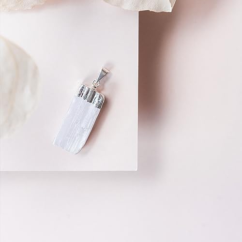 Ayana Crystals Handcrafted Selenite Pendant - Authentic Crystal Healing Stone, White Necklace for Emotional & Spiritual Wellness, Chakra Balancing, Zodiac Taurus Birthstone, Ethically Sourced