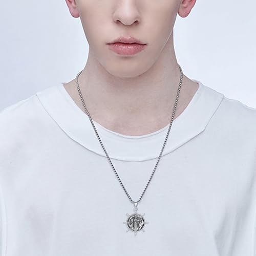 Saint Brendan Necklace S925 Sterling Silver Saint Brendan Coin Medal Pendant Necklace Protection Jewelry for Men Women Religion Gifts
