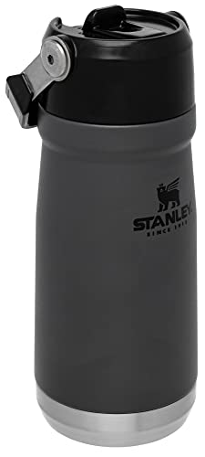 Stanley IceFlow Flip Straw Water Bottle 17 oz | Built-In Straw for Travel and Sports | Lightweight and Leak Resistant | Insulated Stainless Steel | BPA-Free | Charcoal 17 Ounces