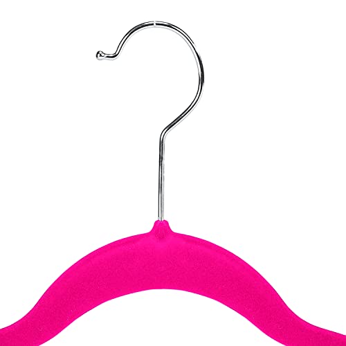 Simplify 24 Pack Velvet Hangers with Clips | Skirt and Pants | Slim Space Saving | Closet Organization | Non-Slip | Prevent Creases | Swivel Neck | Durable | Fuchsia