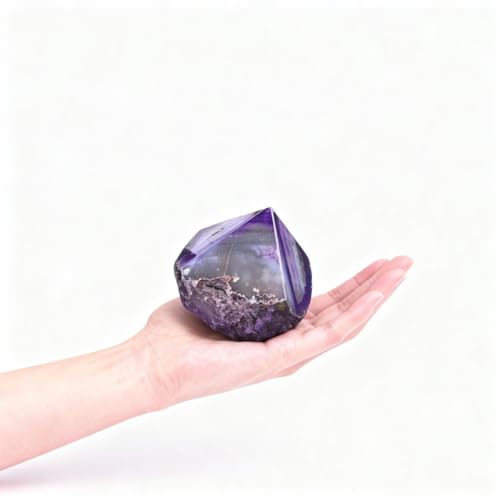 Natural Agate Geode Point Tower Faceted Crystal Stone Tip Rough Rock Base Dyed Purple 0.6-1.1 Pound