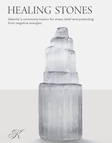 KALIFANO Selenite Skyscraper with Healing & Calming Effects - High Energy Selenita/Satin Spar Tower Used for Cleansing and Protection (Information Card Included)