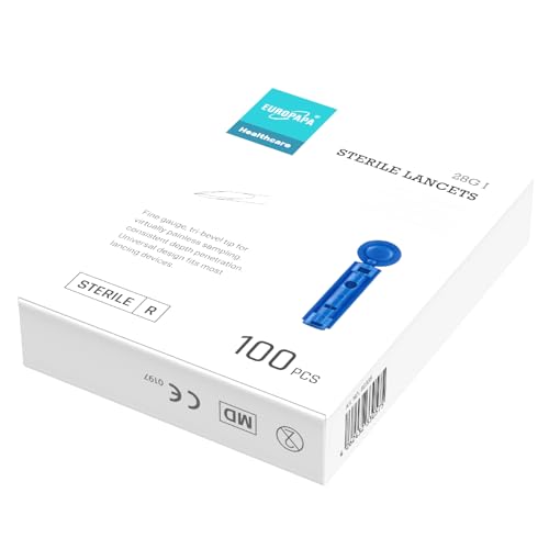 EUROPAPA EUROPAPA BG Series Sterile Disposable Lancets for Blood Collection Blood Sugar Measurement Capillary Diabetic Pack of 100