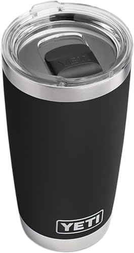 YETI Rambler 20 oz Stainless Steel Vacuum Insulated Tumbler w/MagSlider Lid Black 20 Ounces